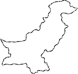 Obraz premium dash line doodle drawing of pakistan map.