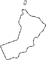 dash line doodle drawing of oman map.