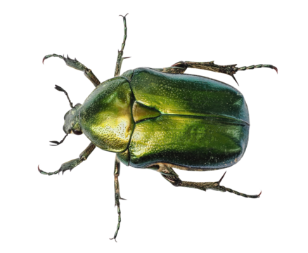 Green beetle or Rose chafer (Cetonia aurata), isolated on transparent background