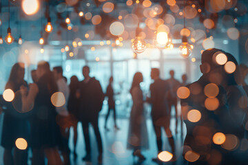 Blurry party, defocused social event background with bokeh lights