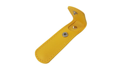 Yellow Leather Pouch for Small Accessories on transparent background 