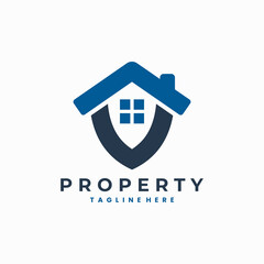 home logo and shield shape combination concept, security home logo