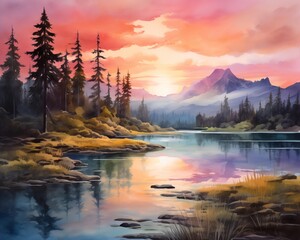 sunrise over the lake