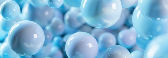 Floating blue and white bubbles creating a serene atmosphere, suitable for wellness and spa-related themes