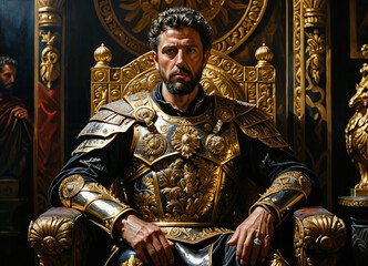 Stoic Roman Emperor. A Majestic Portrait of Power and Authority. Generative AI