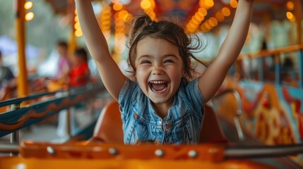 happiness children in theme park
