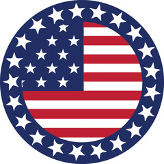 4th July Independence day US a circle with the american flag on it