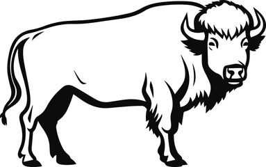 buffalo line art vector illustration