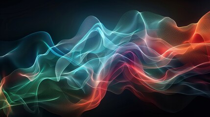 A colorful wave of light with a black background