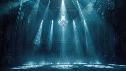 Soft unfocused beams of light dancing around the edges of the stage giving an ethereal glow to the entire atmosphere and drawing the viewers attention to the mesmerizing performance .