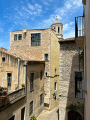 The street in the old town on a day. Gerona. Spain.