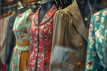 Fototapeta premium Vintage Fashion Collection A nostalgic showcase of vintage fashion pieces from different eras including retro dresses classic suits and timeless accessories that evoke the glamour of yesteryears.