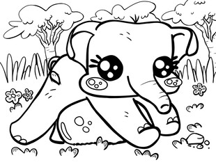 Playful Baby Elephant with Ball Coloring page