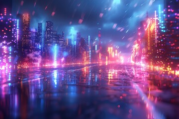 Naklejka premium Lights of bustling city professional photography