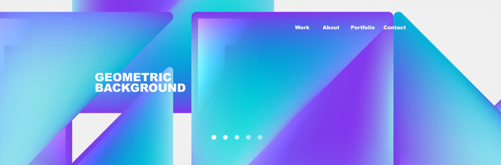 Colorful fluid gradient triangles and squares web site template. Vector Illustration For Wallpaper, Banner, Background, Card, Book Illustration, landing page