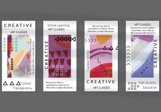 Flyer Layout with Black Shapes and Bright Abstract Rectangle on White