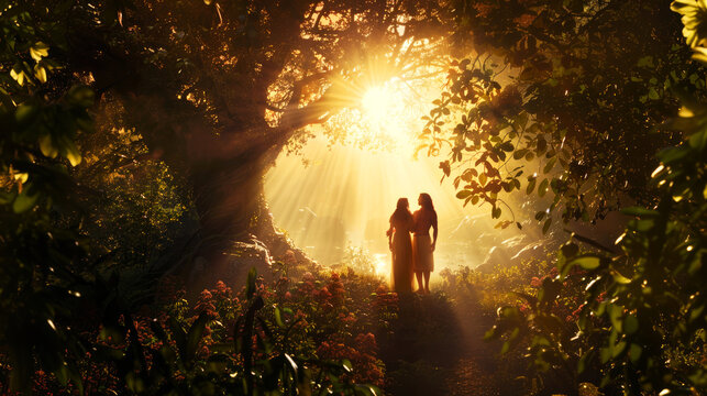 Bible. Old Testament. Creation. Genesis. God created Adam and Eve and provided all they needed in the Garden of Eden. 