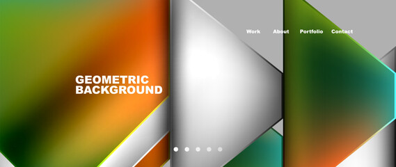 Flowing bright neon gradients geometric abstract background with triangles and lines. Fluid color pattern of color liquid gradient background for wallpaper, banner, background, card, landing page