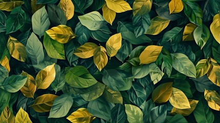 Green and gold leaves. Seamless pattern. Perfect for wallpapers, backgrounds, and fabric.