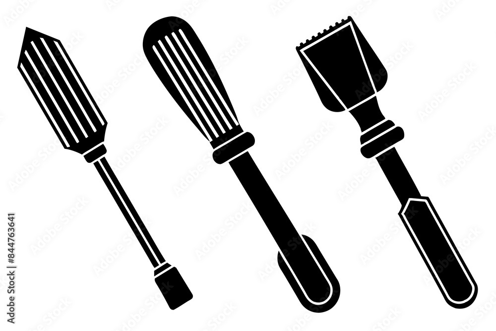 Wall mural screwdriver element icons set