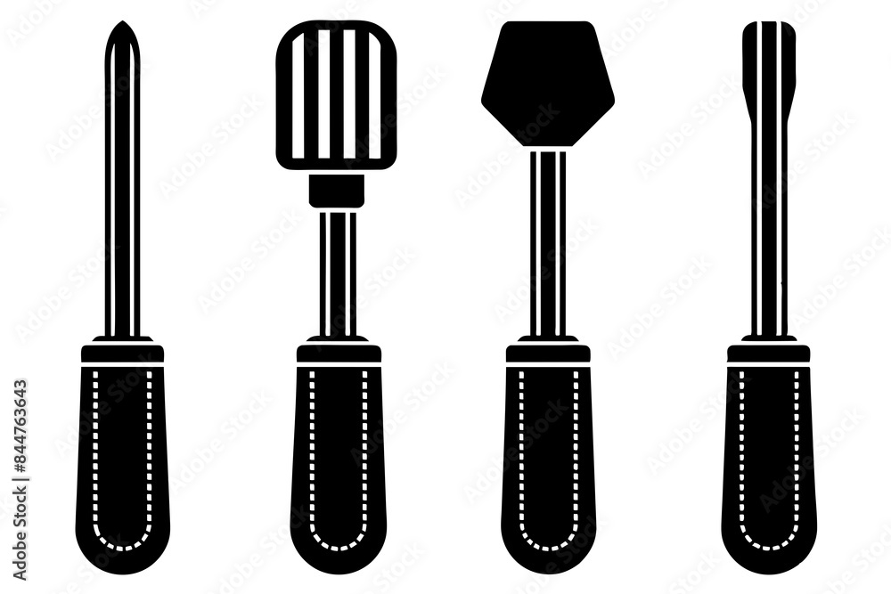 Wall mural Screwdriver element icons set