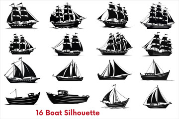 Boat Silhouette Bundle With Different Style