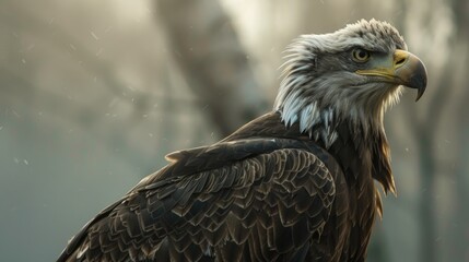 Obraz premium Eagle perched without feathers