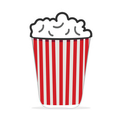 Popcorn cinema  icon in red  striped paper vector