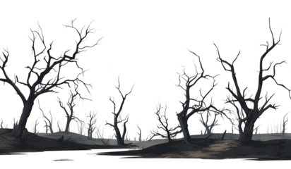 Dead Forest Landscape Isolated on Transparent Background
