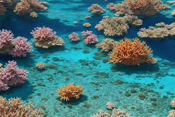 Fototapeta premium A beautiful coral lagoon with crystal clear water and vibrant marine life