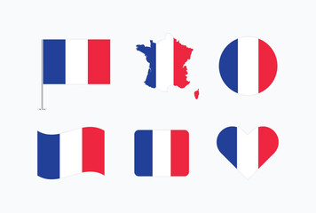 Vector France flag. Set of France Flags Collection. 
