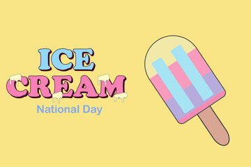 National ice cream day. Holiday concept. Template  background, banner, card, poster with text inscription for national ice cream day celebration. 