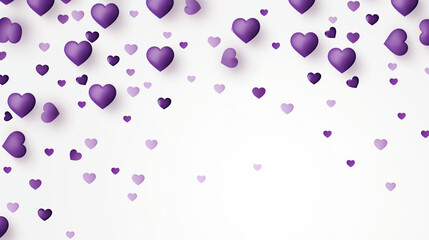 pink and purple hearts on white background with space for design