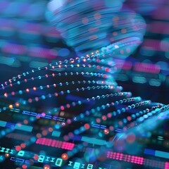 DNA Helix Mixer: Abstract DNA strand intertwined with studio mixing equipment, representing the fusion of genetics and sound technology