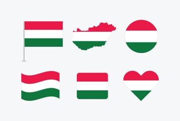 Vector Hungary flag. Set of Hungary Flags Collection. 
