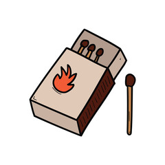 Hand drawn cartoon box of matches on a white background.