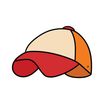 recommend clip art: Hand drawn cartoon baseball cap on white background.