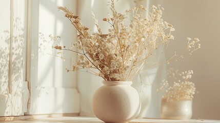 Dry plants in boho vase image
