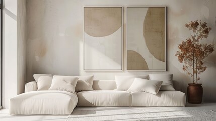 Abstract posters wall art living room interior