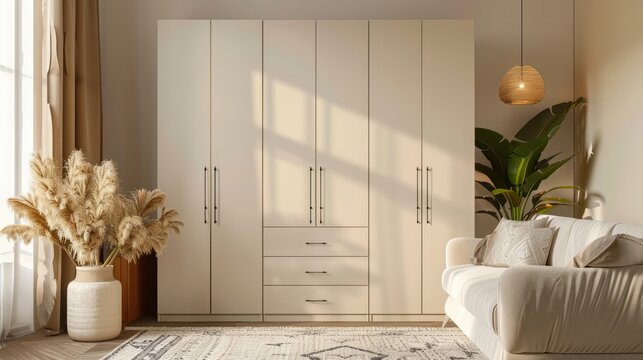 Boho wardrobe room interior image