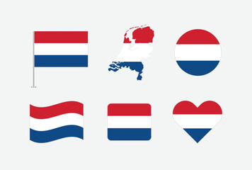 Vector Netherlands flag. Set of Netherlands Flags Collection. 
