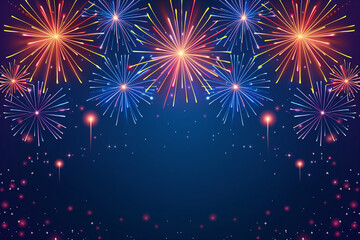 Naklejka premium Colorful Fireworks Displaying Against A Night Sky
