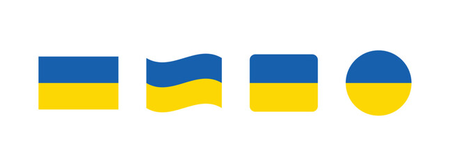 Vector Ukraine flag. Set of Ukraine Flags Collection. 
