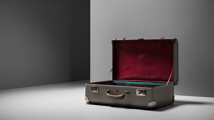 suitcase, minimalism, monotone background, rich colors