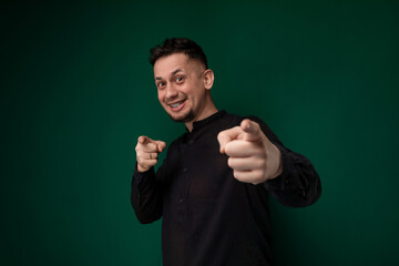 Man in Black Shirt Giving Thumbs Up