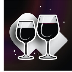 glass of wine on a black background