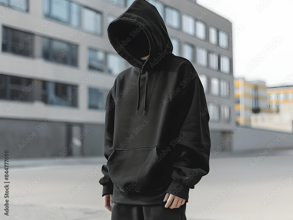 Sticker Blank black hoodie mockup