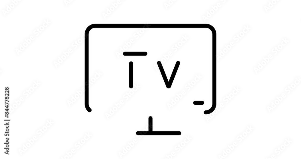 Poster tv animated outline icon with alpha channel. tv 4k motion design animation for web, mobile and ui de