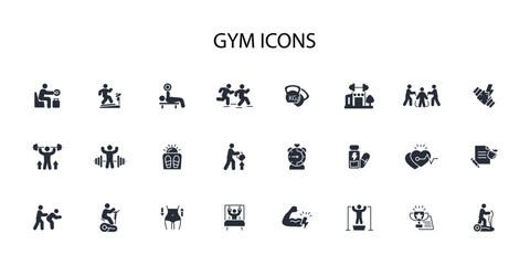 Gym and fitness icon set.vector.Editable stroke.linear style sign for use web design,logo.Symbol illustration.