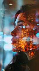 Obraz premium Artist woman using AI Art Assistant to generate image